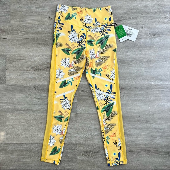 NWT ZYIA Reflective Light Tight Floral Leggings 7/8 Ankle Mesh High Rise 2 - Picture 2 of 6